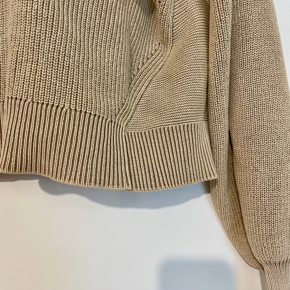 Veronica Beard Ursina Sweater Hoodie Pullover Sweatshirt Cream 100% Cotton Knit - Picture 7 of 16